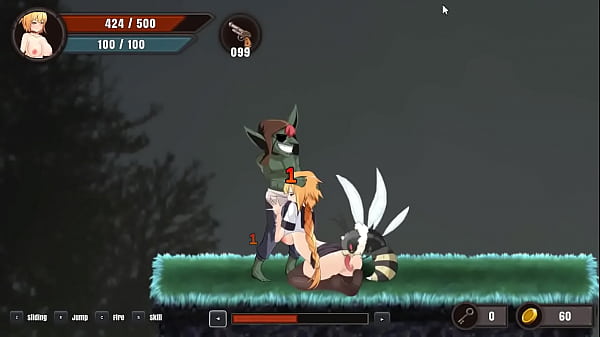 Hot blonde girl having sex with goblins men in Mission code coco action hentai game